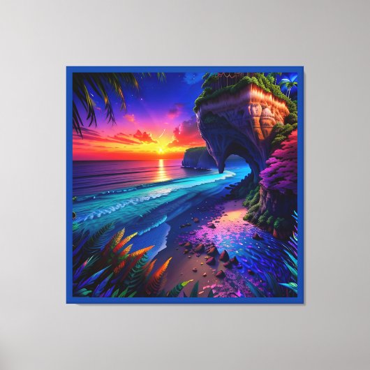 Fantasie Tropisch Strand Vier Canvas Afdruk (Voorkant)