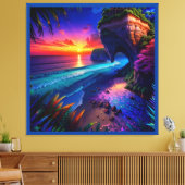 Fantasie Tropisch Strand Vier Canvas Afdruk (Insitu (Woonkamer))