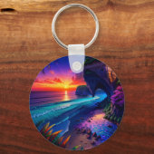 Fantasie Tropisch Strand Vier Sleutelhanger (Achterkant)