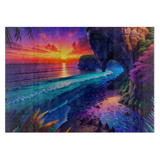 Fantasie Tropisch Strand Vier Snijplank (Voorkant)