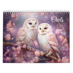Fantasie-uilen in abstracte stijl kalender