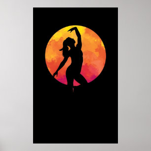 Fantasie van een meisje dat 's nachts ballet danst poster