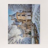 Fantasie verlaten Frans Chateau in de winter Legpuzzel (Verticaal)