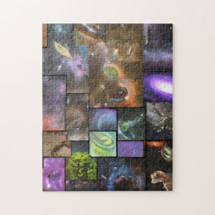 Fantasie vierkante collage van de ruimte legpuzzel