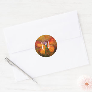 Fantasie vlinder monogram ronde sticker