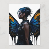 Fantasie Vrouw en Vlinder Vleugels AI Art Briefkaart (Voorkant)
