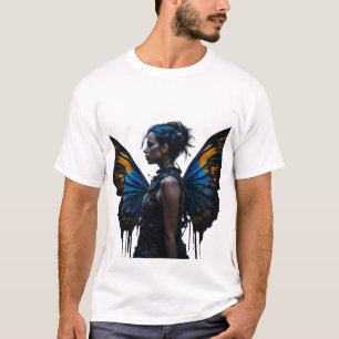 Fantasie Vrouw en Vlinder Vleugels AI Art T-shirt
