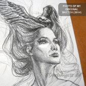 Fantasie Vrouw portret Vogelschedel Wings Surreal Canvas Afdruk