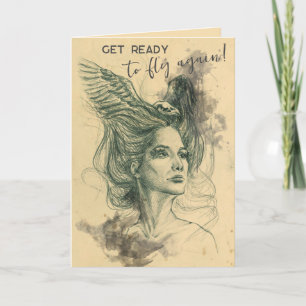 Fantasie Vrouw Vogelschedel Vleugels Surrealistisc Kaart