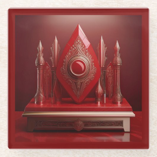 Fantasie vulpen display glazen onderzetter (Voorkant)