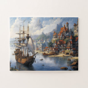 Fantasie Waterfront Village & Ship Legpuzzel
