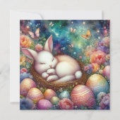 Fantasie Waterverf Bunny Christelijk Pasen Feestdagenkaart (Voorkant)