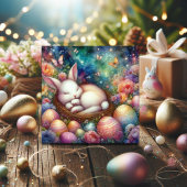 Fantasie Waterverf Bunny Christelijk Pasen Feestdagenkaart