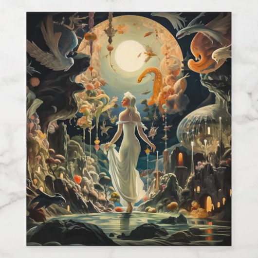 Fantasie Waterverf Wijn Etiket (Enkel label)