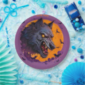 Fantasie weerwolf maan Halloween Papieren Bordje (Feest)