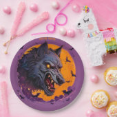 Fantasie weerwolf maan Halloween Papieren Bordje (Feest)
