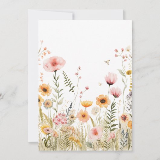 Fantasie wilde bloem fee eerste bedankkaart (Achterkant)