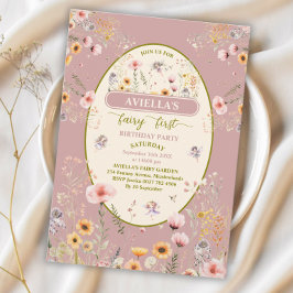 Fantasie wilde bloem fee eerste Uitnodiging