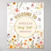 Fantasie wilde bloem fee eerste Welkom teken Poster (Voorkant)