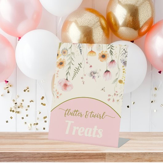 Fantasie wilde bloem fee traktaties Pedestal Sign Reclamebord Met Voetstuk