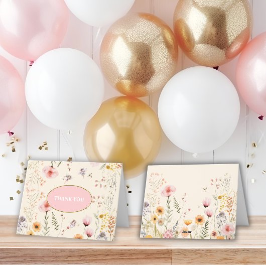 Fantasie wilde bloem fladderen en draai fee bedankkaart