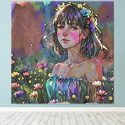 *~ Fantasie Wilde Bloemen AP56 Kunst het Schildere Canvas Afdruk (Insitu (Houten vloer))