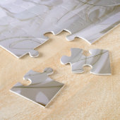 Fantasie Witte en Gouden Draak met bloemen Legpuzzel (Zijkant)