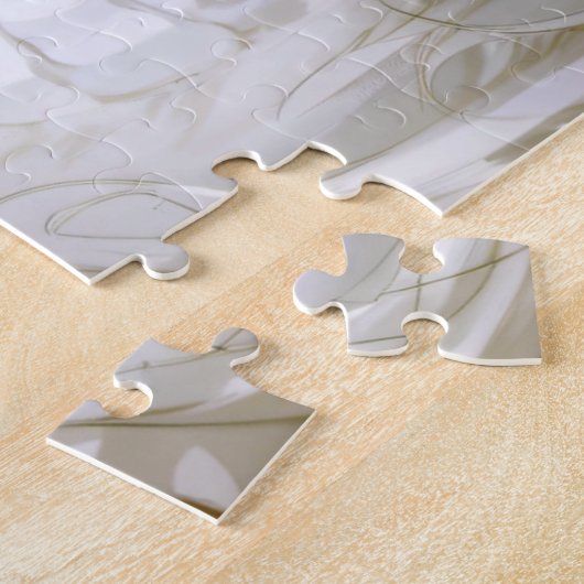 Fantasie Witte en Gouden Draak met bloemen Legpuzzel (Zijkant)