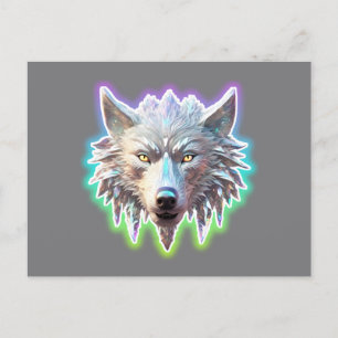 Fantasie Witte Wolf Hoofd Briefkaart