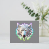 Fantasie Witte Wolf Hoofd Briefkaart (Staand voorkant)