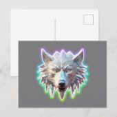 Fantasie Witte Wolf Hoofd Briefkaart (Voorkant / Achterkant)