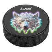 Fantasie Witte Wolf Hoofd Hockey Puck (3/4)