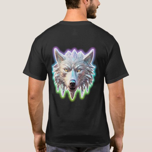 Fantasie Witte Wolf Hoofd T-shirt (Achterkant)