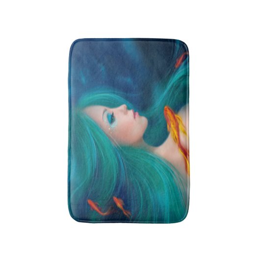 fantasie zee zeemeermin met rode vissen Bath Mat (Voorkant Verticaal)