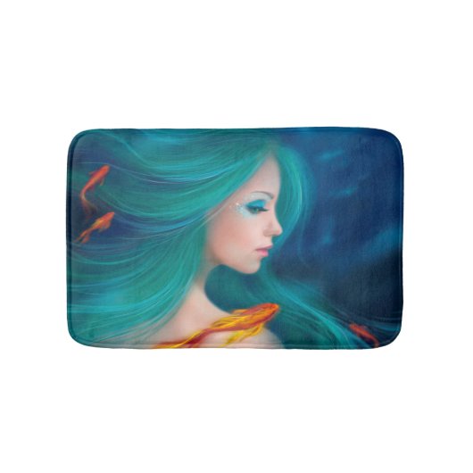 fantasie zee zeemeermin met rode vissen Bath Mat (Voorkant)