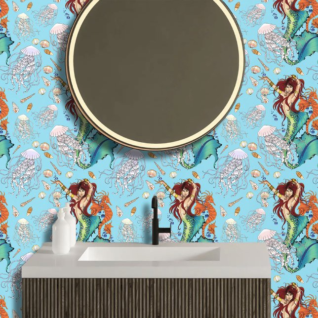 Fantasie Zeemeermin Blauwgroen Staart Behang (Creator heeft geüpload)