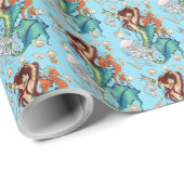 Fantasie Zeemeermin Blauwgroen Staart Cadeaupapier (Rol Hoek)