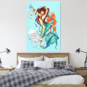 Fantasie Zeemeermin Blauwgroen Staart Canvas Afdruk (Insitu (Slaapkamer))