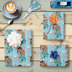 Fantasie Zeemeermin Blauwgroen Staart Inpakpapier Vel