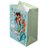 Fantasie Zeemeermin Blauwgroen Staart Medium Cadeauzakje (Voorkant Gekanteld)