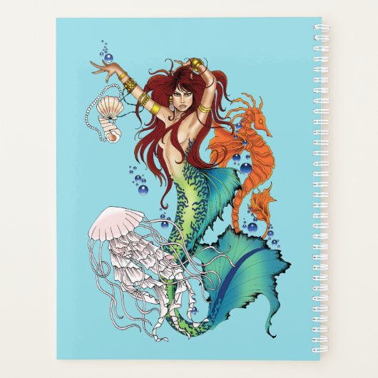 Fantasie Zeemeermin Blauwgroen Staart Planner (Achterkant)