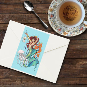 Fantasie Zeemeermin Blauwgroen Staart Rechthoekige Sticker
