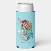 Fantasie Zeemeermin Blauwgroen Staart Seltzer Blikjeskoeler (Seltzer Voorkant)