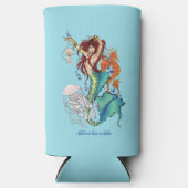 Fantasie Zeemeermin Blauwgroen Staart Seltzer Blikjeskoeler (Voorkant)