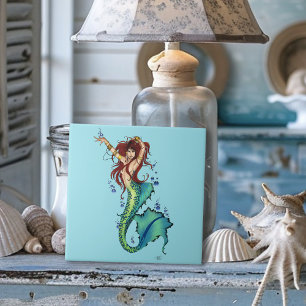 Fantasie Zeemeermin Blauwgroen Staart Tegeltje