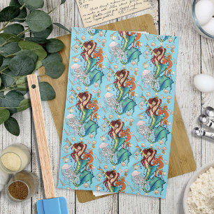 Fantasie Zeemeermin Blauwgroen Staart Theedoek