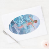 Fantasie Zeemeermin Ovale Sticker (Envelop)