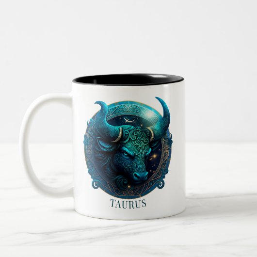 Fantasie Zodiac Symbool Bull Celestial Taurus Tweekleurige Koffiemok (Links)