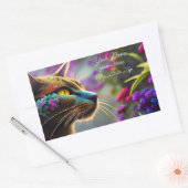 fantasiebloem Kat Naam en adres Rechthoekige Sticker (Envelop)