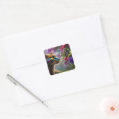  fantasiebloem Kat Naam en adres Vierkante Sticker (Envelop)